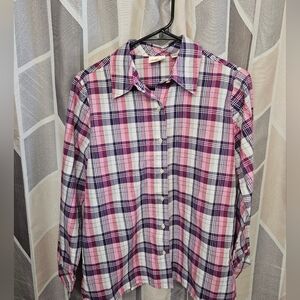 Pink and Purple Plaid Button-Up Shirt